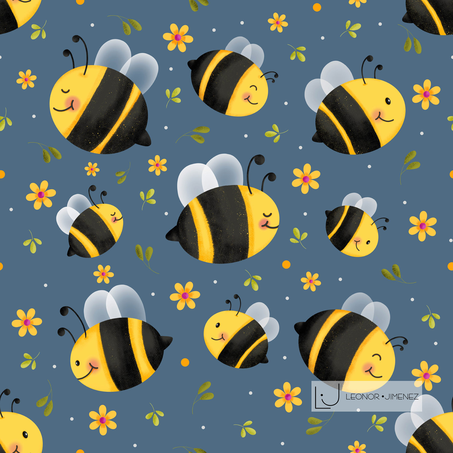 Bees-and-flowers-seamless-pattern
