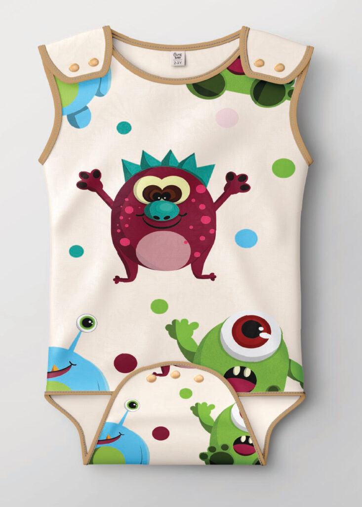 Monters-Illustration-On-Child-clothes=Mockup