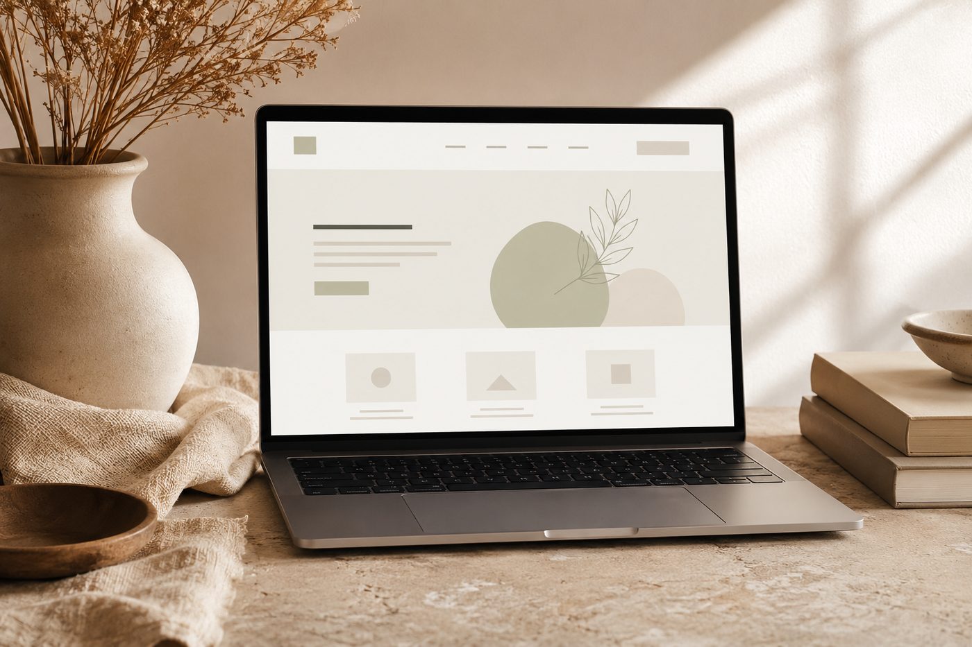 Web design portfolio — custom website homepage mockup on laptop by Leonor Jimenez, Twin Cities web designer