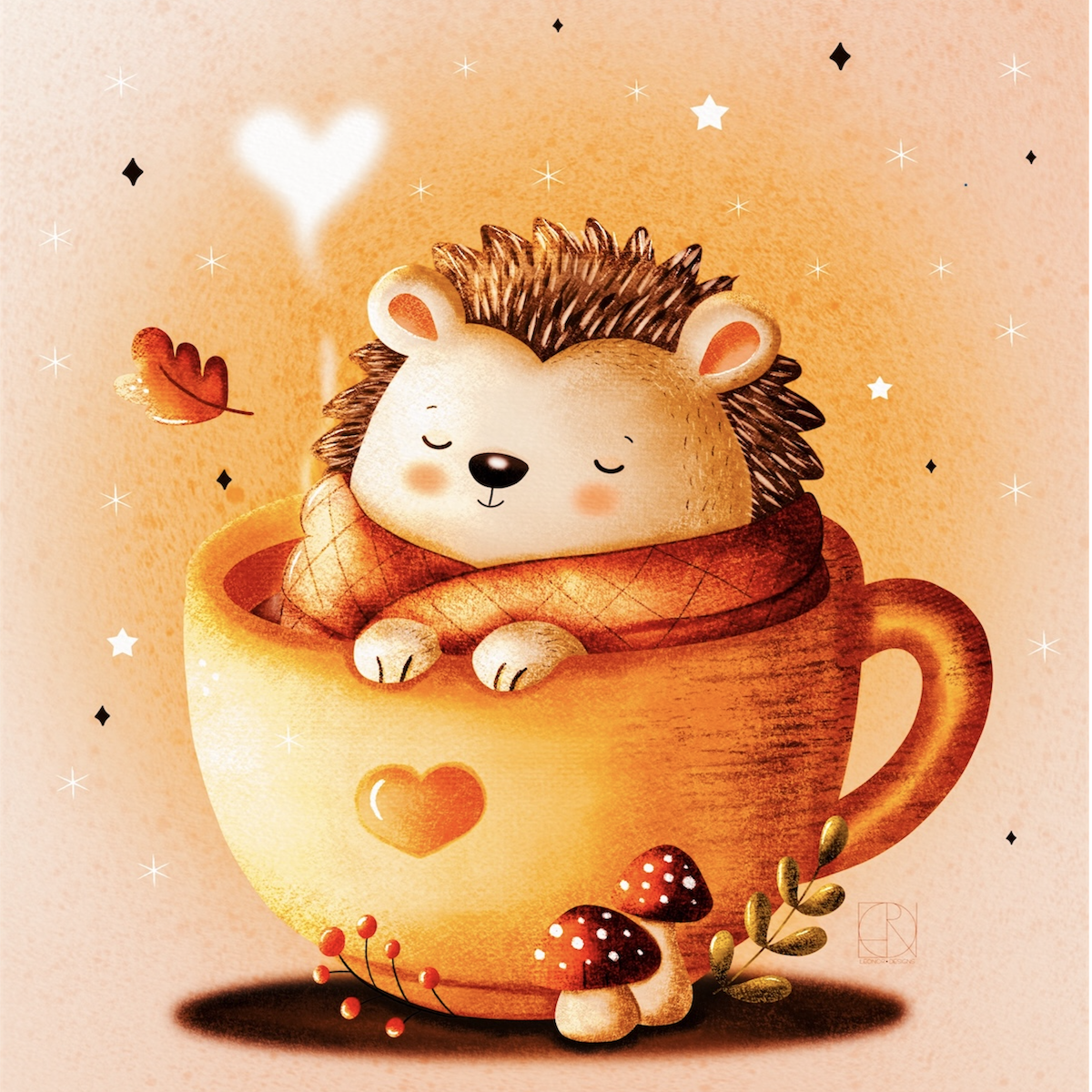 Hedgehog_In_A_Cup -m- kawaii - illustration