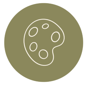 Artist's palette icon representing the Brand Identity Design service by Leonor Jimenez.